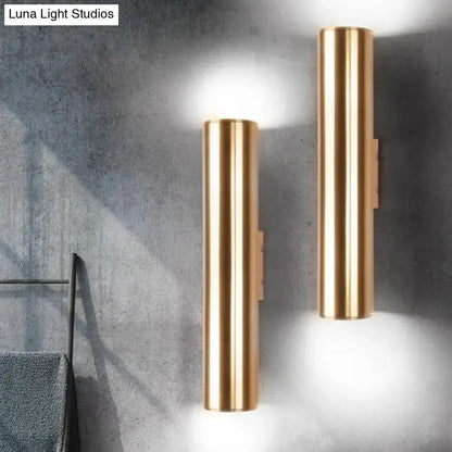 Decorbites modern gold metal wall lamp fixture for corridor, dual cylindrical sconces on Tampa Home & Garden Store