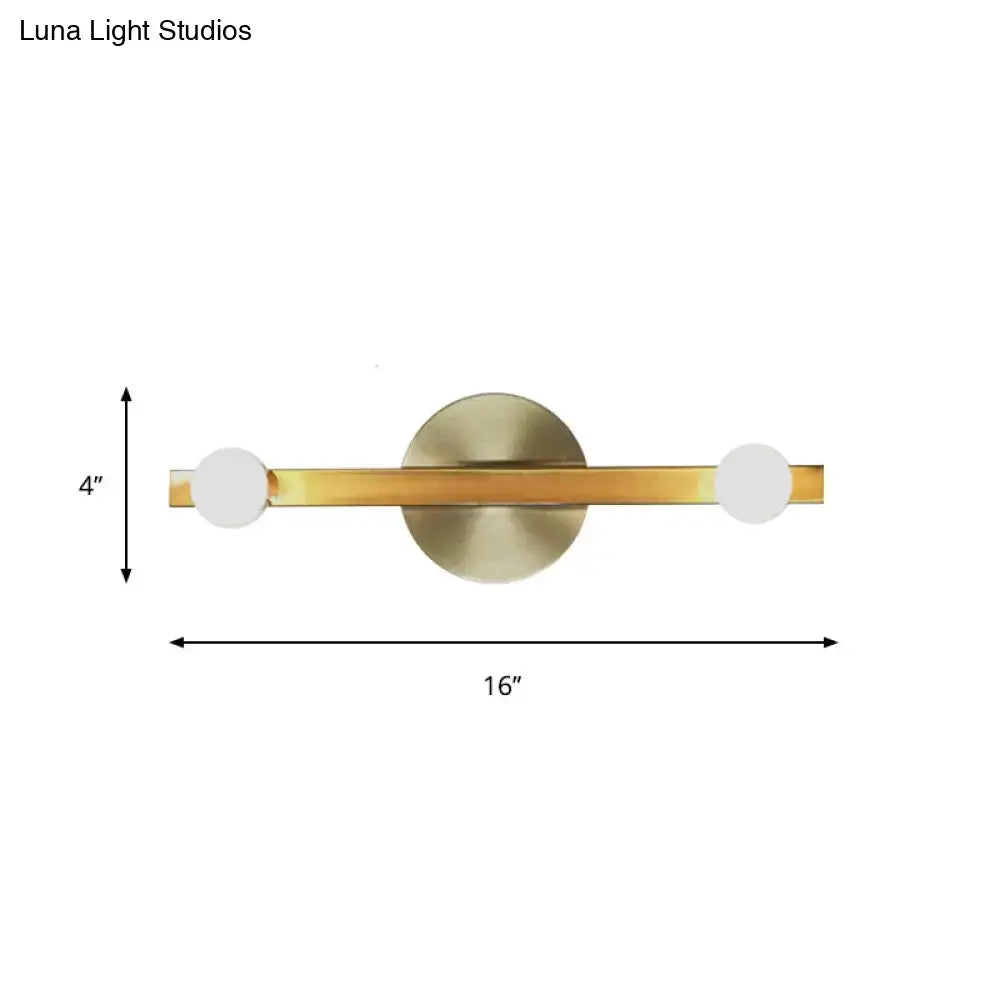 Gold linear warm glow vanity light with two white end caps and backplate by Decorbites on Tampa Home & Garden Store