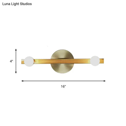 Gold linear warm glow vanity light with two white end caps and backplate by Decorbites on Tampa Home & Garden Store