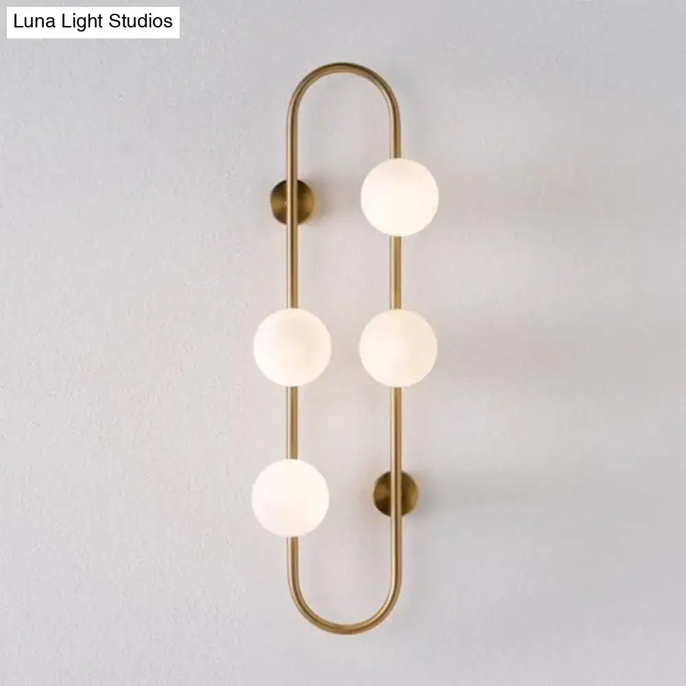 Gold Milky Glass Sconce wall light by Decorbites with brass frame and frosted globes on Tampa Home & Garden Store
