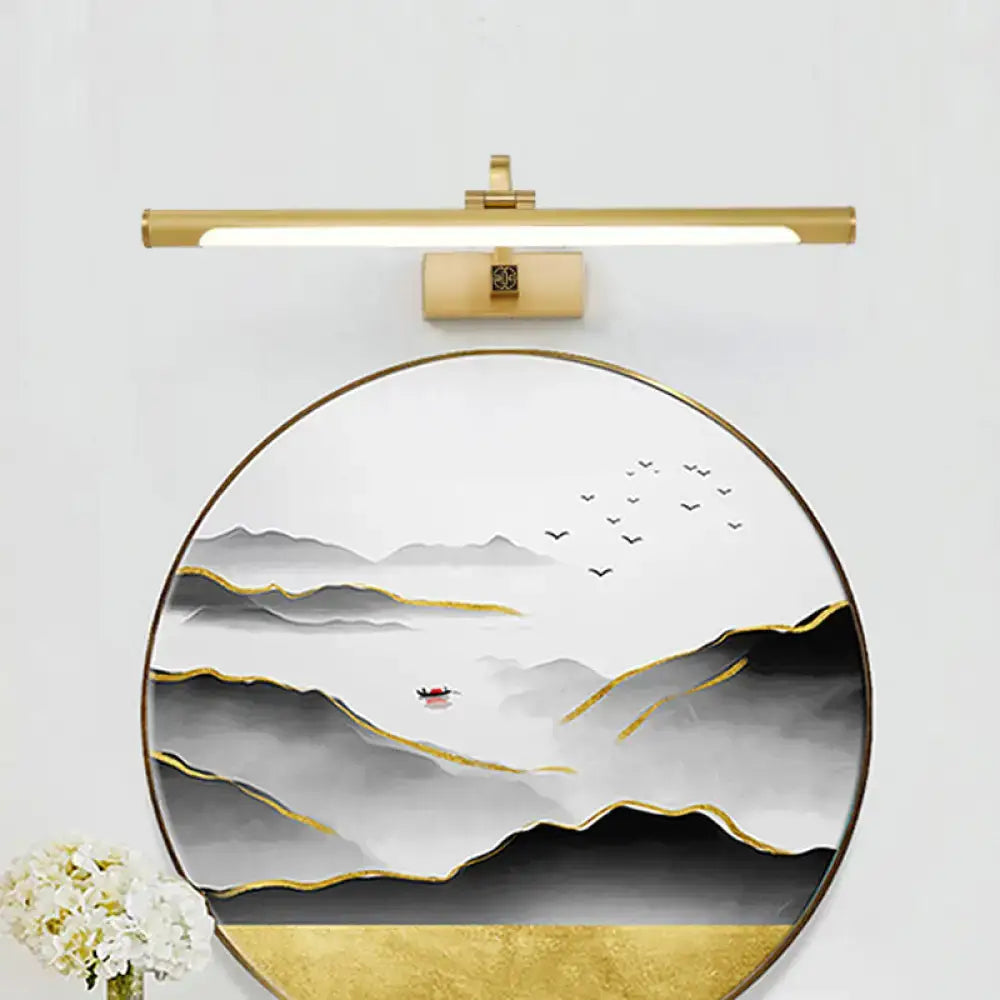 Gold Mountain Wall Art by Decorbites, round gold-trimmed frame with gray mountains on Tampa Home & Garden Store