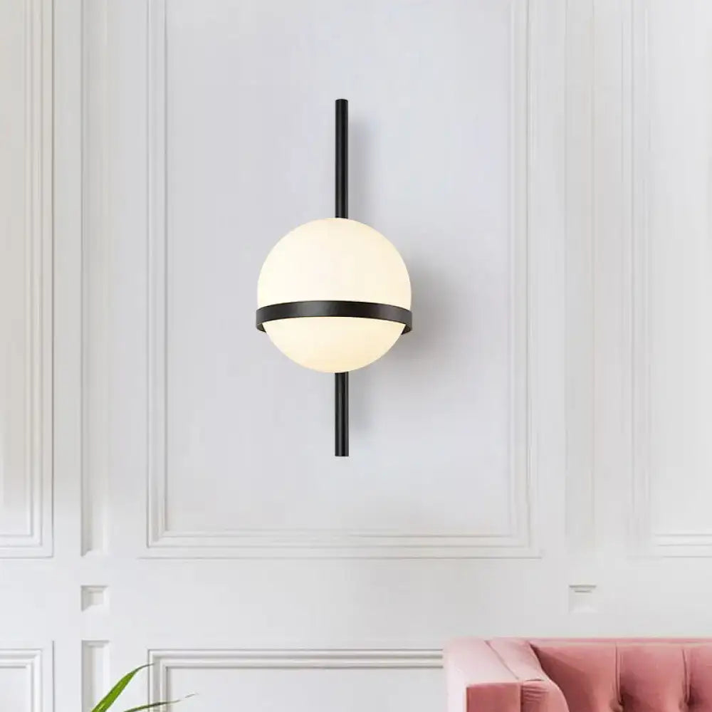 Gold opal glass wall sconce with black metal mount and band, Decorbites on Tampa Home & Garden Store