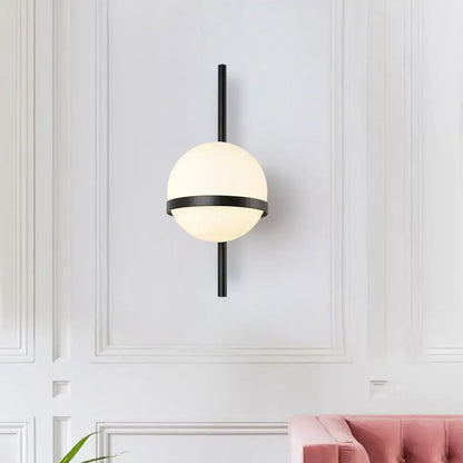 Gold opal glass wall sconce with black metal mount and band, Decorbites on Tampa Home & Garden Store