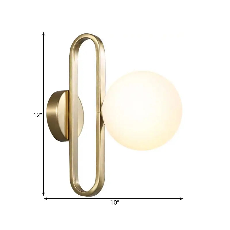 Gold opal glass sphere wall lamp with brass oval frame Decorbites on Tampa Home & Garden Store