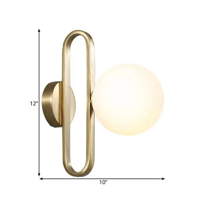 Gold opal glass sphere wall lamp with brass oval frame Decorbites on Tampa Home & Garden Store