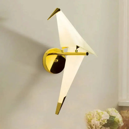 Modern Gold Origami Bird Led Bedroom Wall Sconce