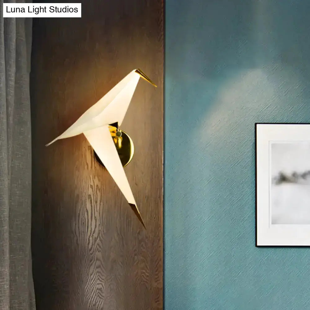 Modern Gold Origami Bird Led Bedroom Wall Sconce