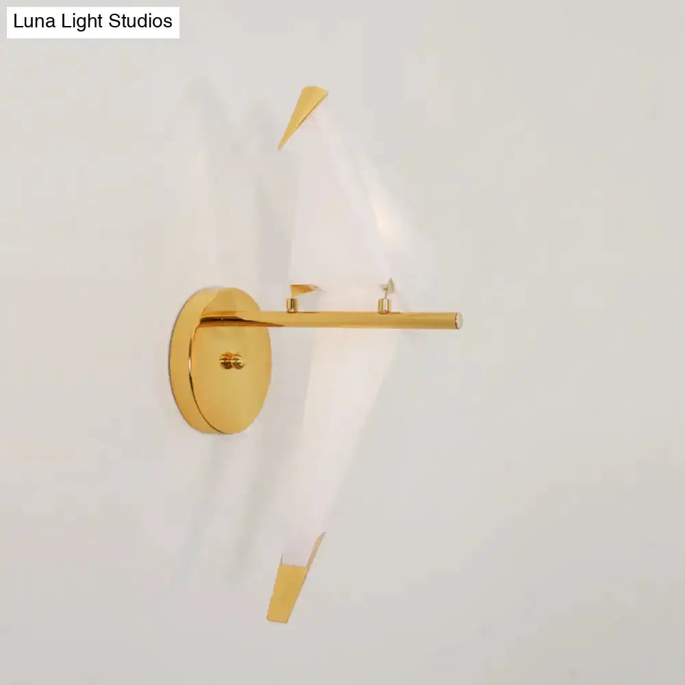 Modern Gold Origami Bird Led Bedroom Wall Sconce