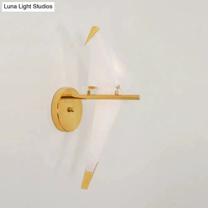 Modern Gold Origami Bird Led Bedroom Wall Sconce