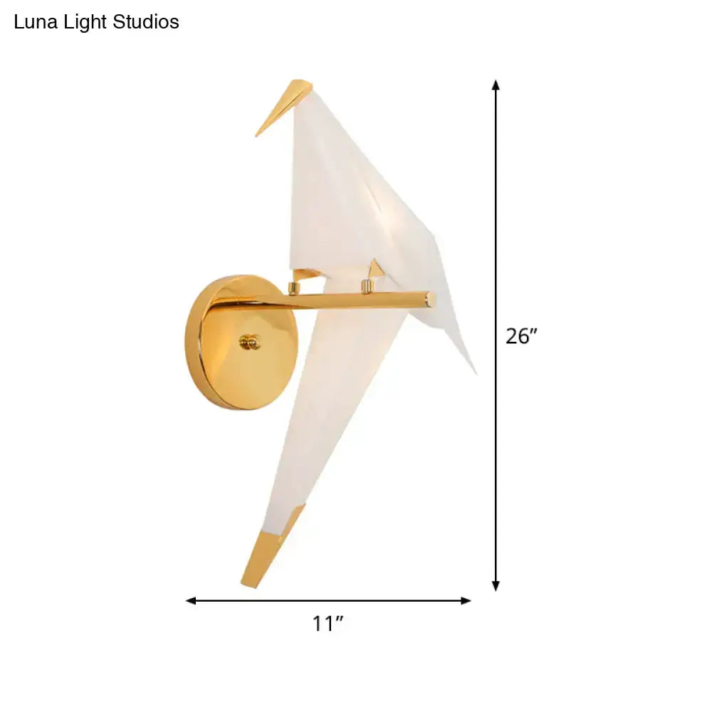Modern Gold Origami Bird Led Bedroom Wall Sconce