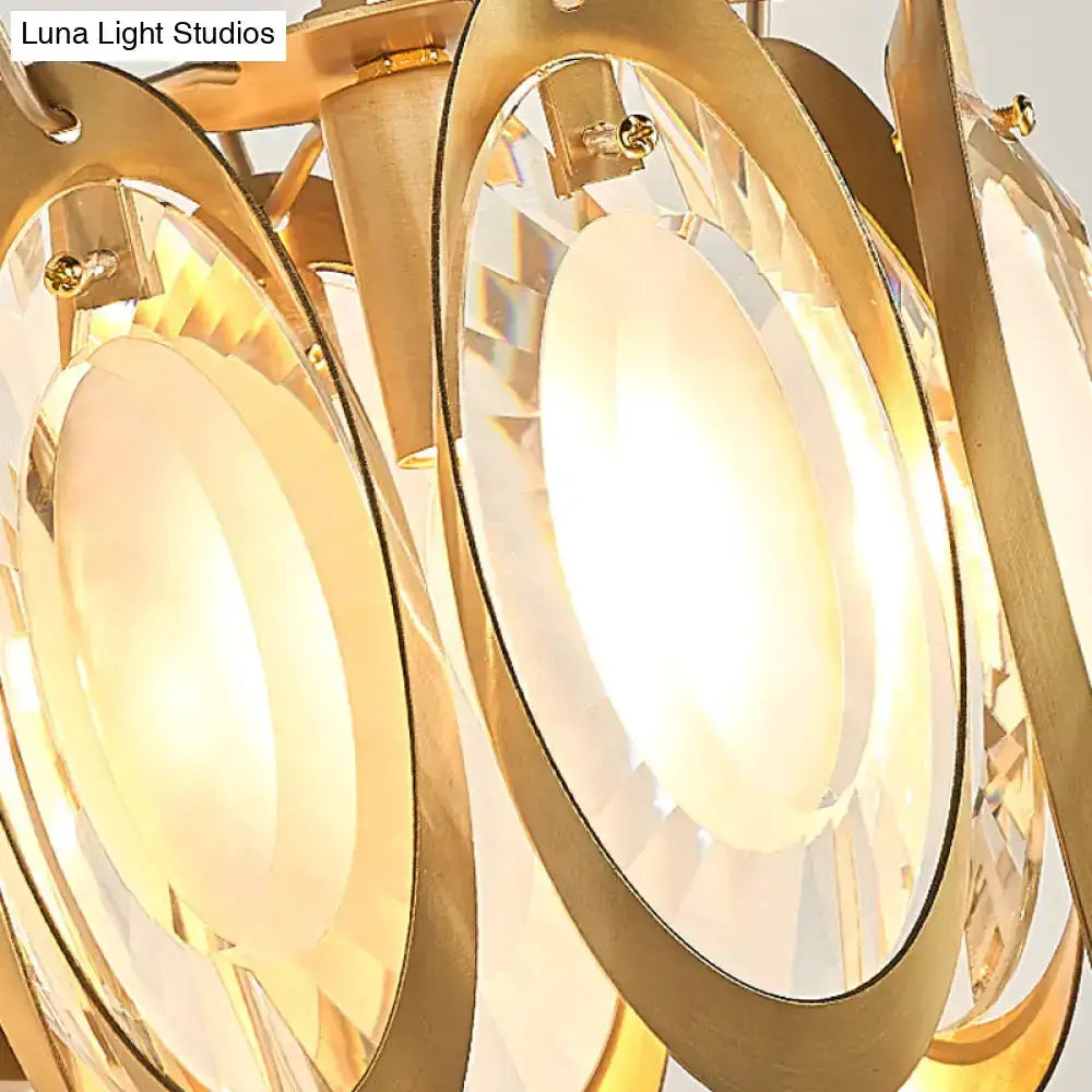 Decorbites modern gold oval crystal wall light fixture with hanging crystal rings on Tampa Home & Garden Store