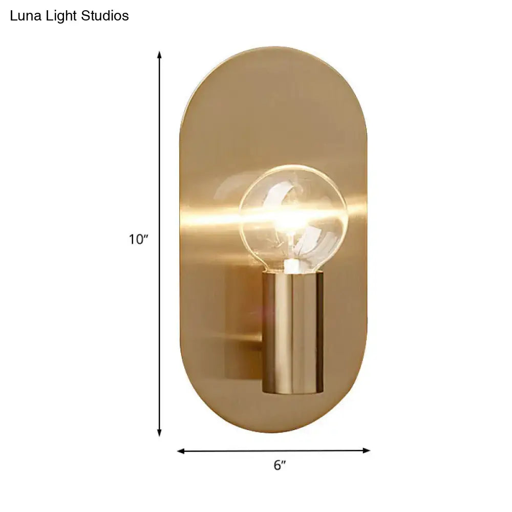 Decorbites gold metal bare-bulb sconce with cylindrical mount, brass finish on Tampa Home & Garden Store