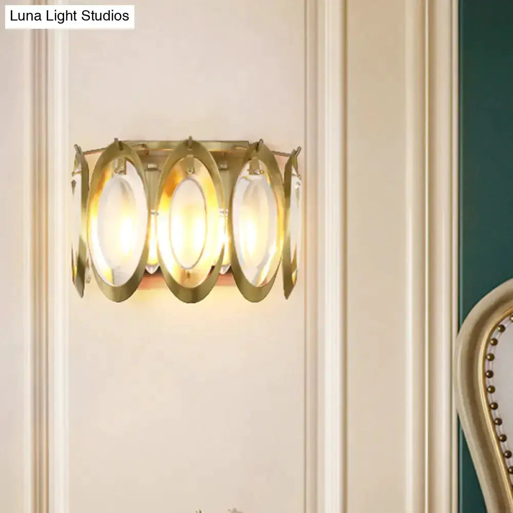 Modern gold oval sconce light with glass panels wall fixture Decorbites on Tampa Home & Garden Store