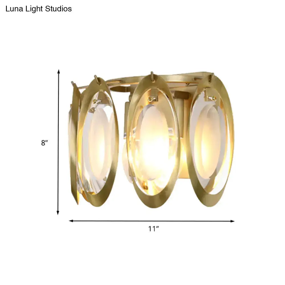 Gold oval sconce light with glass panels; Decorbites wall fixture on Tampa Home & Garden Store