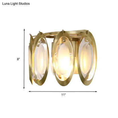 Gold oval sconce light with glass panels; Decorbites wall fixture on Tampa Home & Garden Store