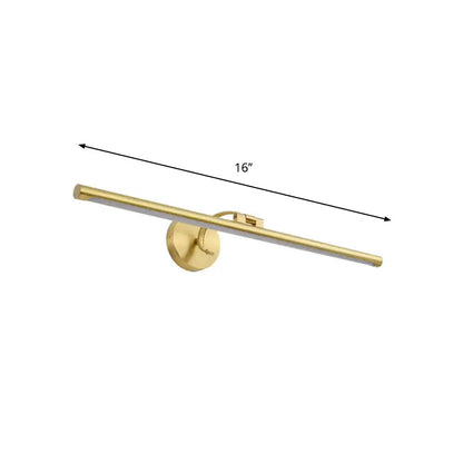 Gold pipe vanity light by Decorbites, 16-inch brass bar on round wall mount on Tampa Home & Garden Store