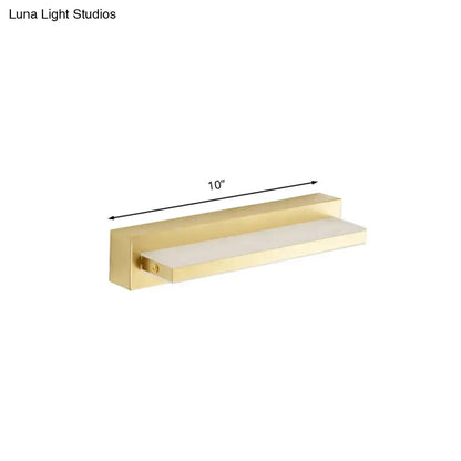 Gold LED Wall Sconce Rectangular Acrylic Shade by Decorbites, 10-inch extension on Tampa Home & Garden Store