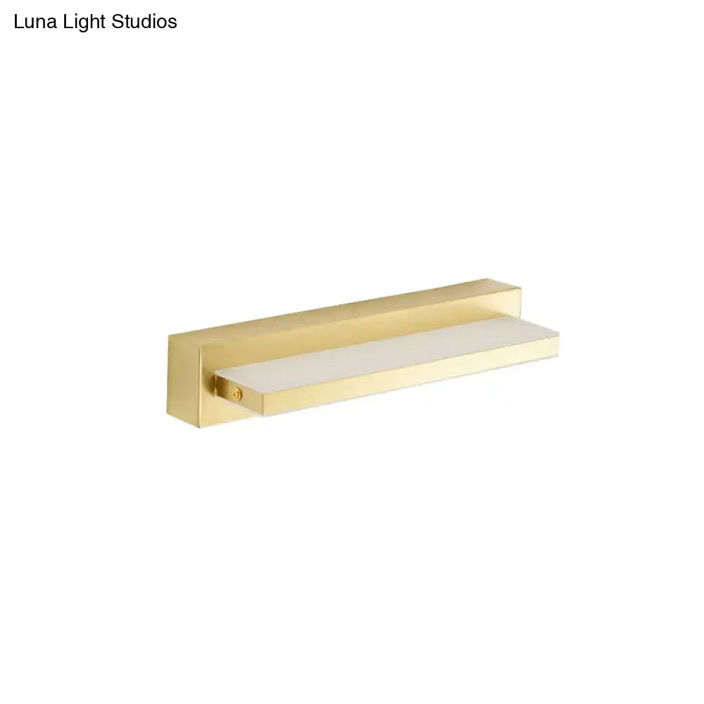 Gold LED wall sconce with rectangular acrylic shade, brass-tone metal base by Decorbites on Tampa Home & Garden Store
