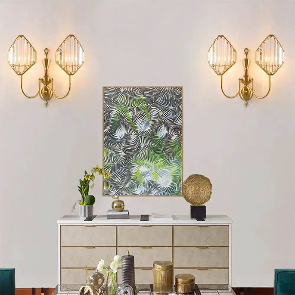 Modern Gold Rhombus Crystal Prism Wall Mount Lamp