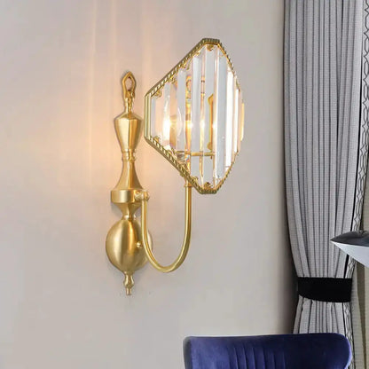 Modern Gold Rhombus Crystal Prism Wall Mount Lamp
