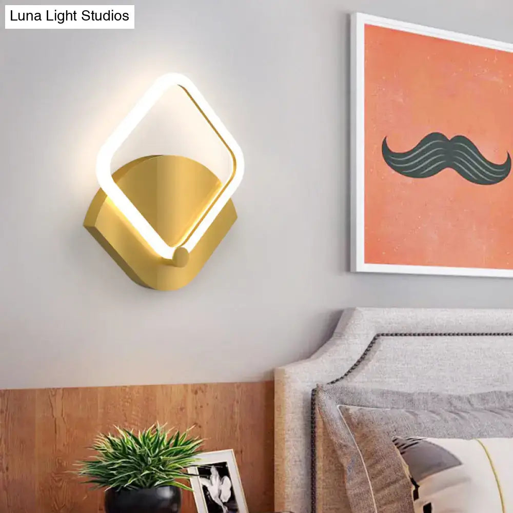 Gold LED Warm Glow Wall Sconce with gold finish and geometric diamond frame Decorbites on Tampa Home & Garden Store
