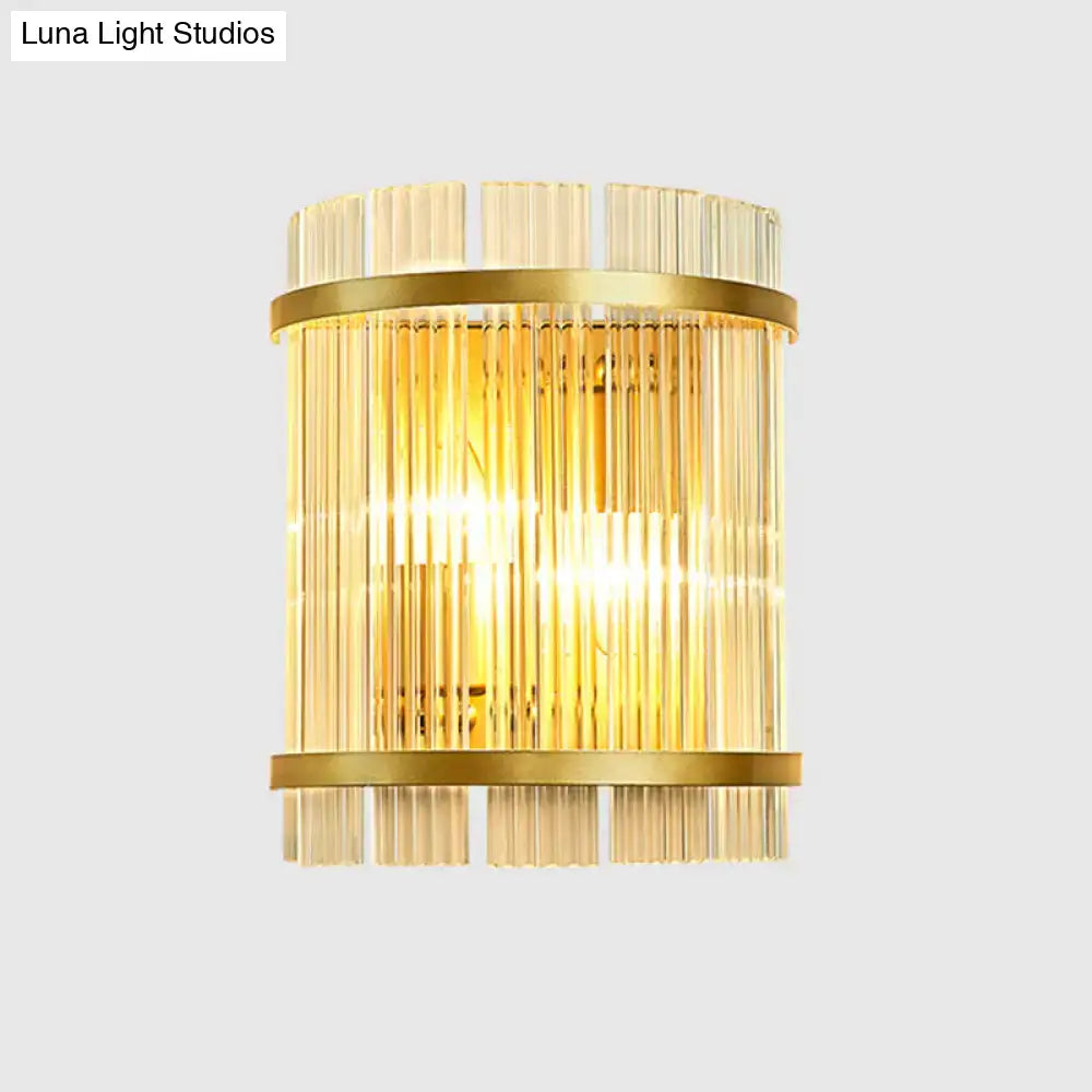 Gold ribbed glass wall sconce by Decorbites with brass bands on Tampa Home & Garden Store