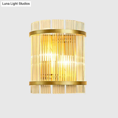 Gold ribbed glass wall sconce by Decorbites with brass bands on Tampa Home & Garden Store