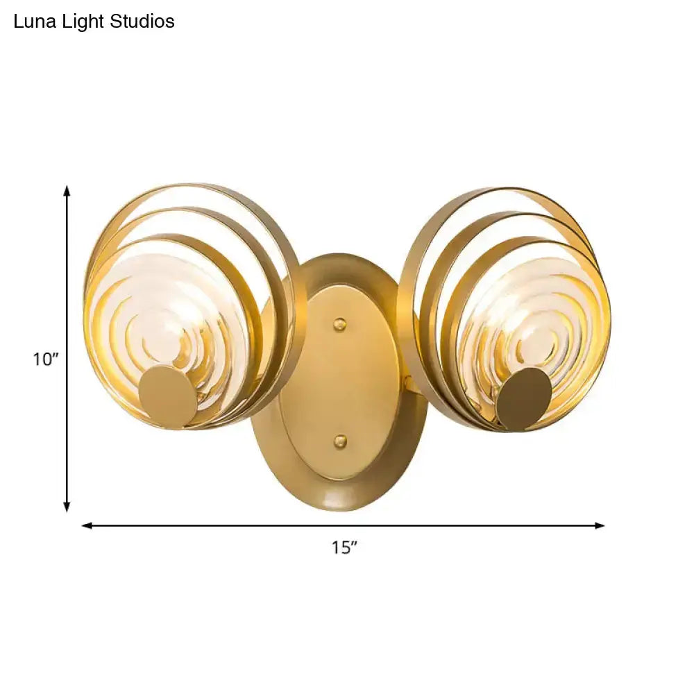 Decorbites gold ripple glass wall sconce with double circular shades for living room on Tampa Home & Garden Store