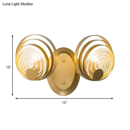 Decorbites gold ripple glass wall sconce with double circular shades for living room on Tampa Home & Garden Store