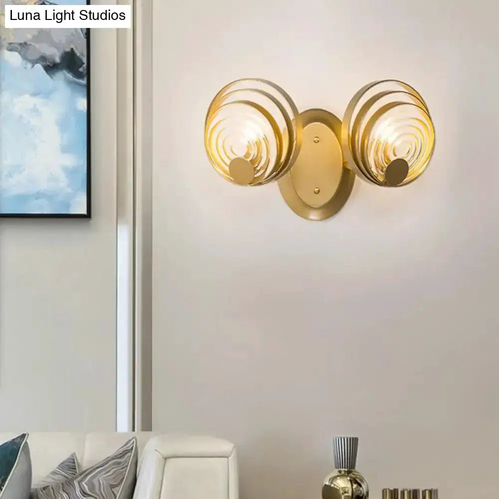 Gold ripple glass wall sconce with twin spirals for living room by Decorbites on Tampa Home & Garden Store