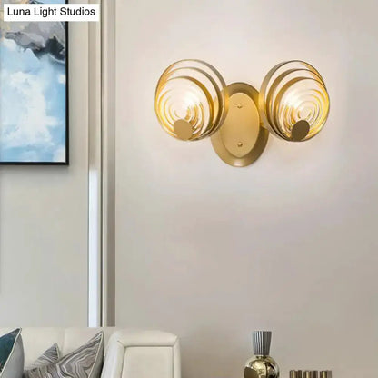Gold ripple glass wall sconce with twin spirals for living room by Decorbites on Tampa Home & Garden Store