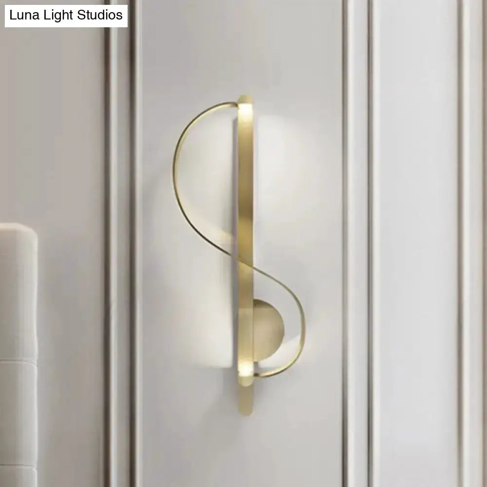Modern gold s-shape wall light by Decorbites, wall-mounted curved loop design for living room on Tampa Home & Garden Store