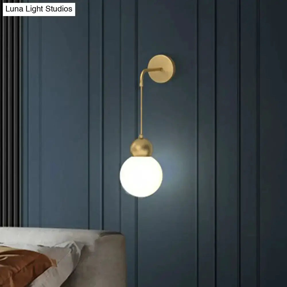 Modern Gold Sconce Wall Lamp With Milky Glass