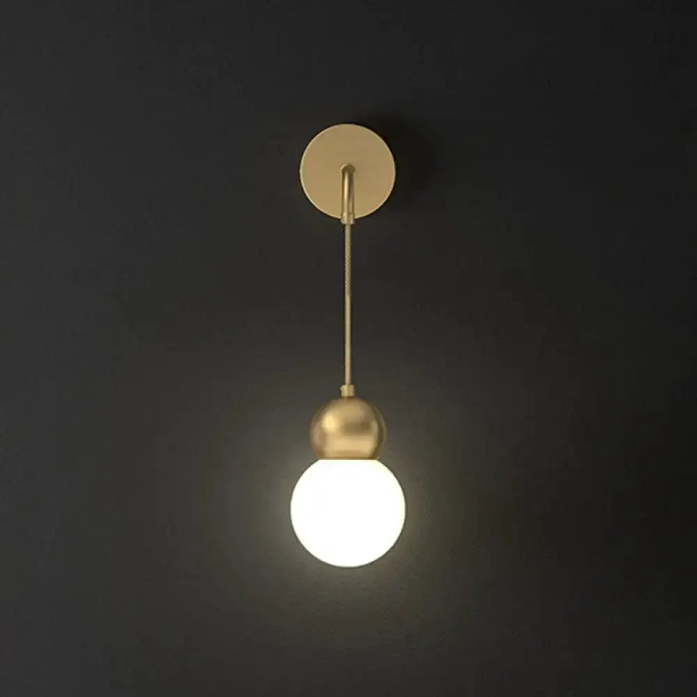 Modern Gold Sconce Wall Lamp With Milky Glass