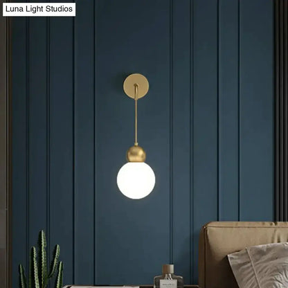 Modern Gold Sconce Wall Lamp With Milky Glass