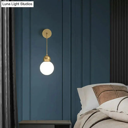 Modern Gold Sconce Wall Lamp With Milky Glass