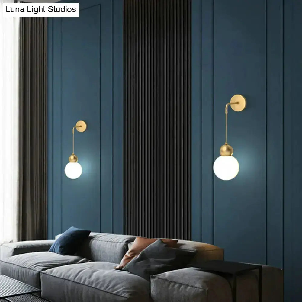 Modern Gold Sconce Wall Lamp With Milky Glass