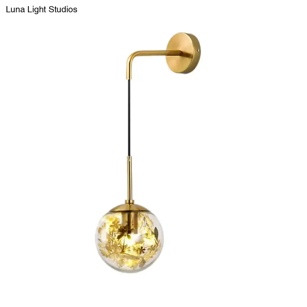 Modern gold shattered-leaf clear glass globe sconce by Decorbites, wall-mount light on Tampa Home & Garden Store