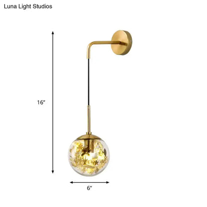 Modern gold shattered-leaf clear glass globe sconce with wall-mount, 16in drop, Decorbites on Tampa Home & Garden Store
