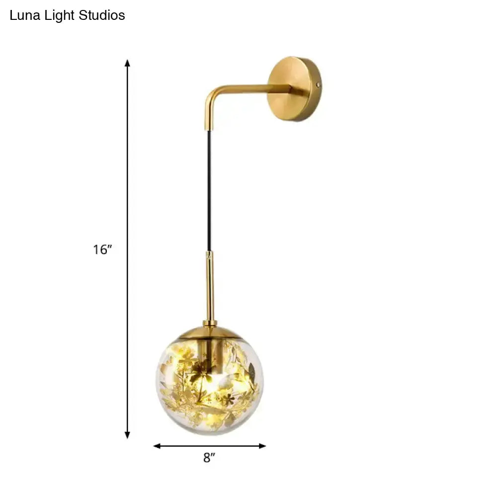 Modern gold shattered leaf glass globe wall sconce by Decorbites for bedroom lighting on Tampa Home & Garden Store