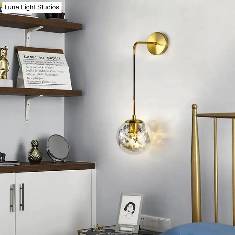Decorbites modern gold shattered-leaf clear glass globe sconce for bedroom on Tampa Home & Garden Store