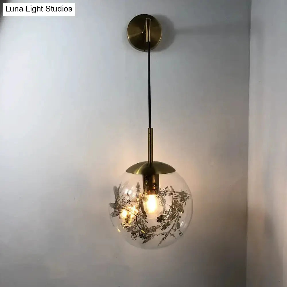 Modern gold shattered-leaf clear glass globe sconce by Decorbites for bedroom on Tampa Home & Garden Store