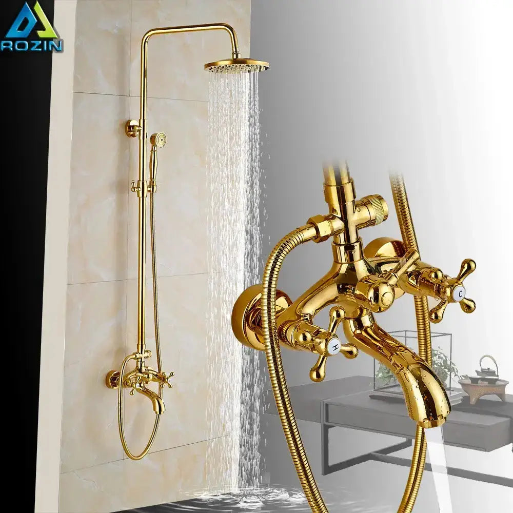 Modern Gold Shower Mixer Taps with Rain Head