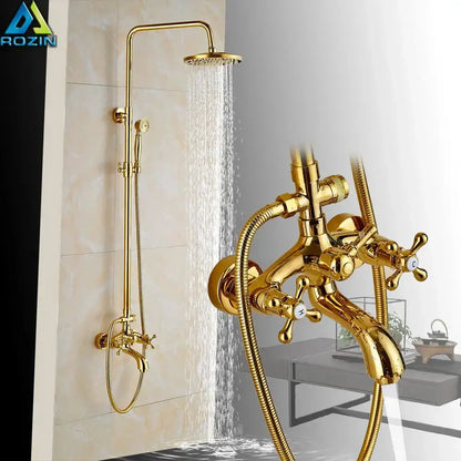 Modern Gold Shower Mixer Taps with Rain Head