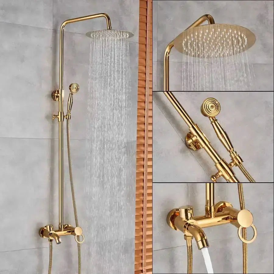 Modern Gold Shower Mixer Taps with Rain Head