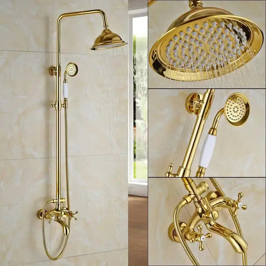 Modern Gold Shower Mixer Taps with Rain Head