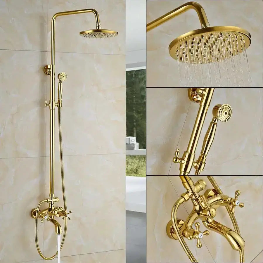 Modern Gold Shower Mixer Taps with Rain Head
