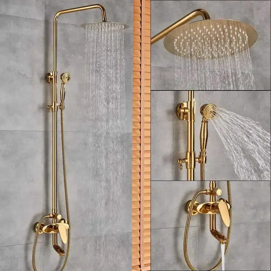 Modern Gold Shower Mixer Taps with Rain Head