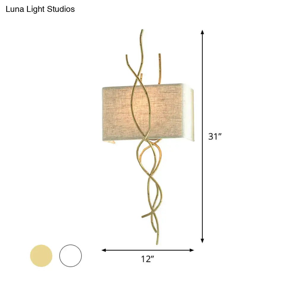 Gold Silver Branch Sconce by Decorbites with twisted gold vines and beige shade on Tampa Home & Garden Store