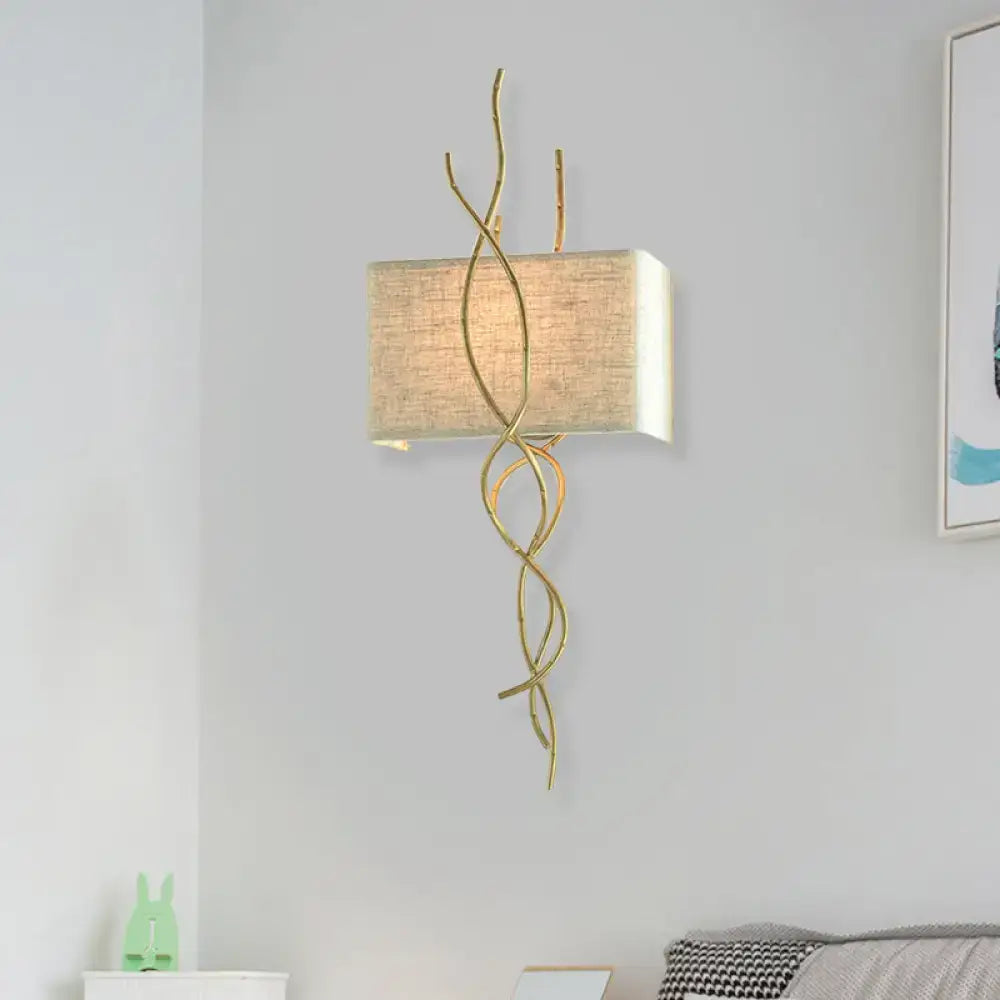 Decorbites Gold Silver Branch Sconce with twisting gold metal stems and beige shade on Tampa Home & Garden Store